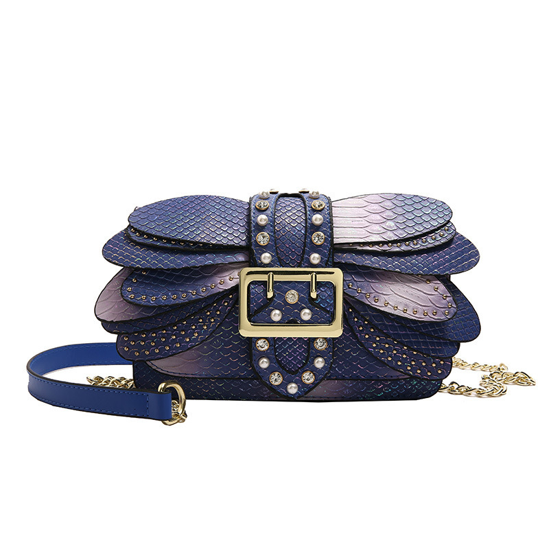 2025 New Designer Bag Pearl Rivet Wing Women's Bag With Leather Fashion Acrylic Chain Small Square Bag Temperament Handbag Wallet