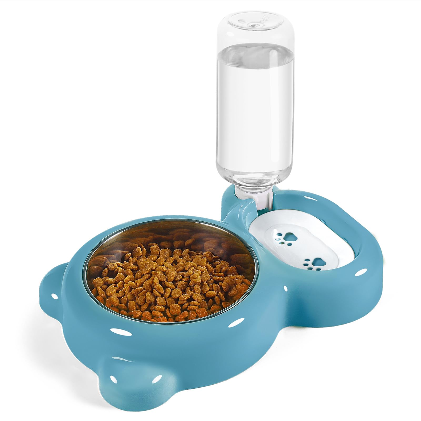 Cat Food and Dog Bowl Combo Durable Stainless Steel Design with Built-in Water Fountain