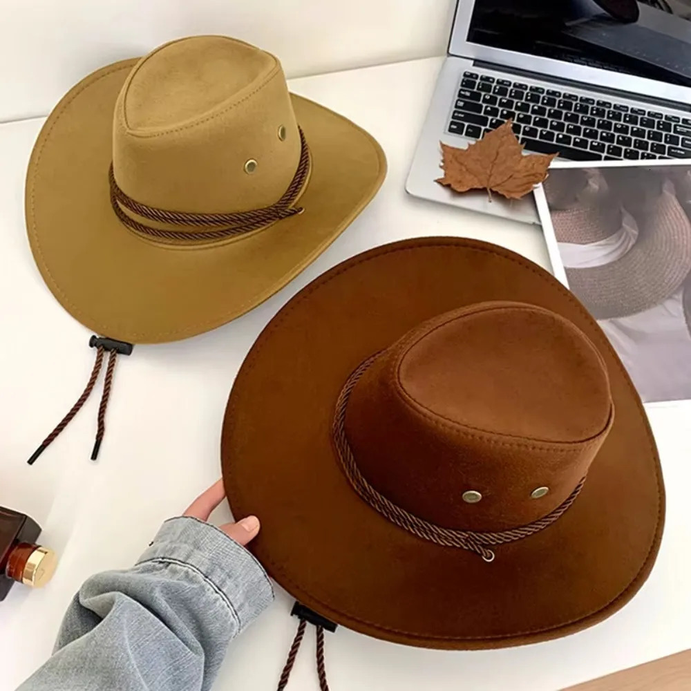 Retro denim suede jazz hat womens artificial felt leather solid color sun hat German beer festival hat Panama hat 250322