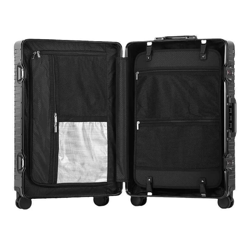100% Aluminum-magnesium alloy Rolg Lage Aluminium Travel Suitcase Metal Trolley Case Universal Wheel Password Boarding Bag