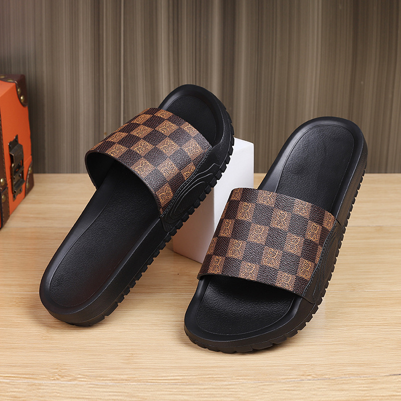 free shipping designer Slippers for men new summer casual classic outdoor Plaid Print Scuffs