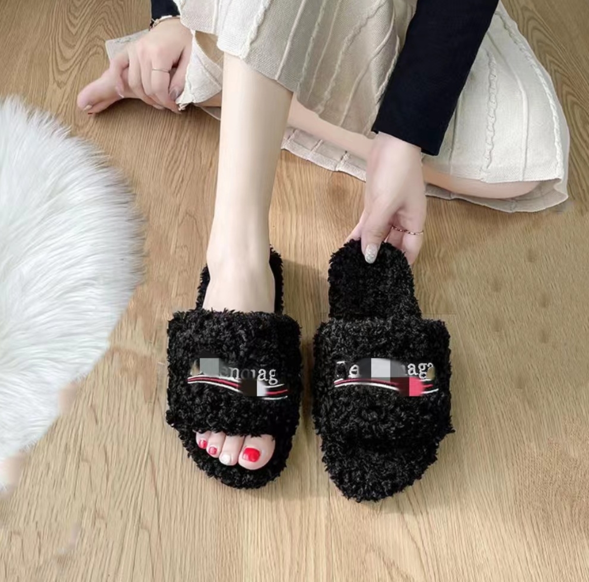 Deluxe slide designer slippers Slipper Fashion Female Wool Wool Sweet Shoes Warm comfort slippers Women's slippers Fall and winter slide matte sandals 669