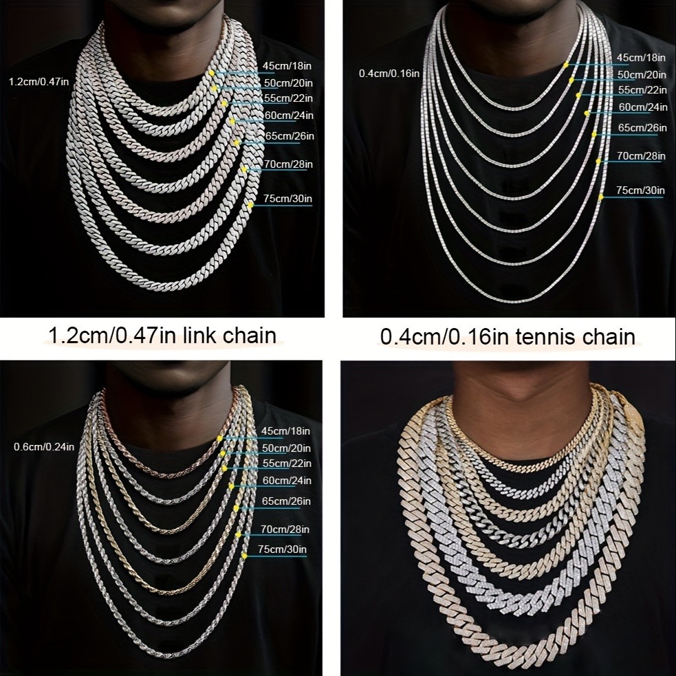 Ice out VVS Dia chain Hip-hop three row Cuban Chain Rap Moissanite 20mm