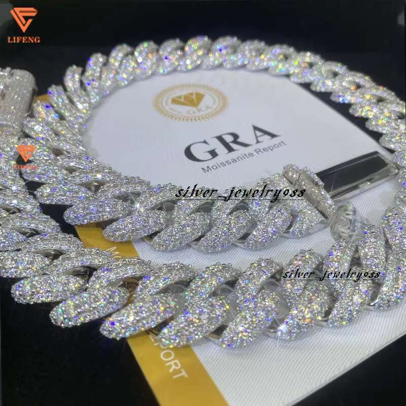 Iced Out VVS Moissanite Cuban K Chain Hip Hop Pendant Necklace Jewelry Charm For Men Sterg Sier White Gold Plated