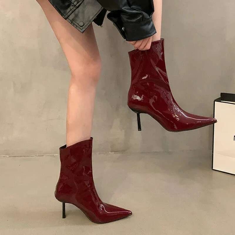 New High Heels Ankle Sexy Pointed Toe 2024 Winter Fashion Boots Women Shoes Pumps Casual Mujer Botas