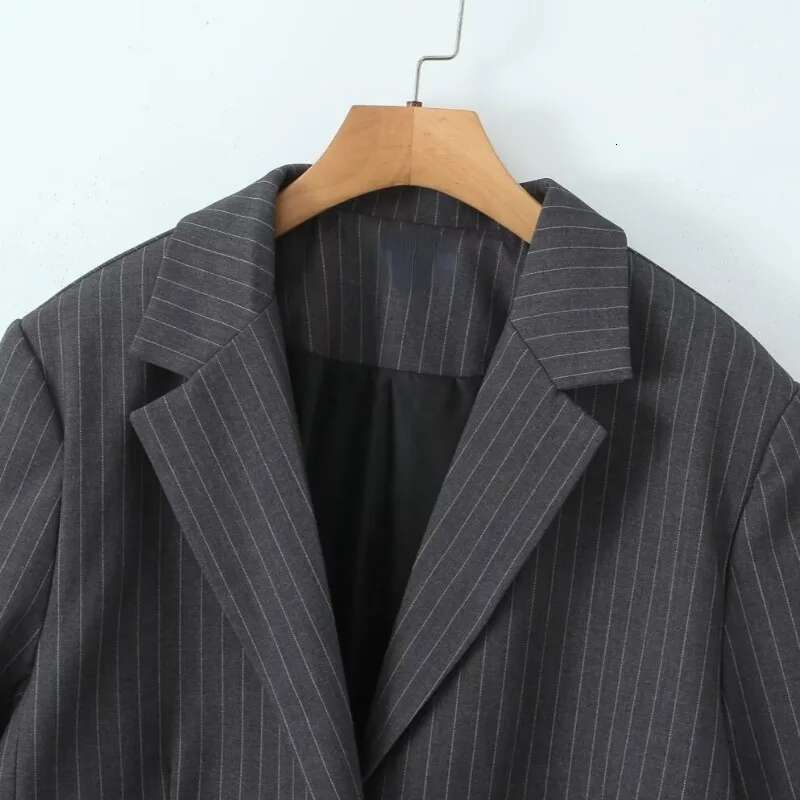 Autumn Women's Detachable Splice V Neck Woman Coats Fashion Striped Loose Long Sleeve Blazer Jacket Women Suit