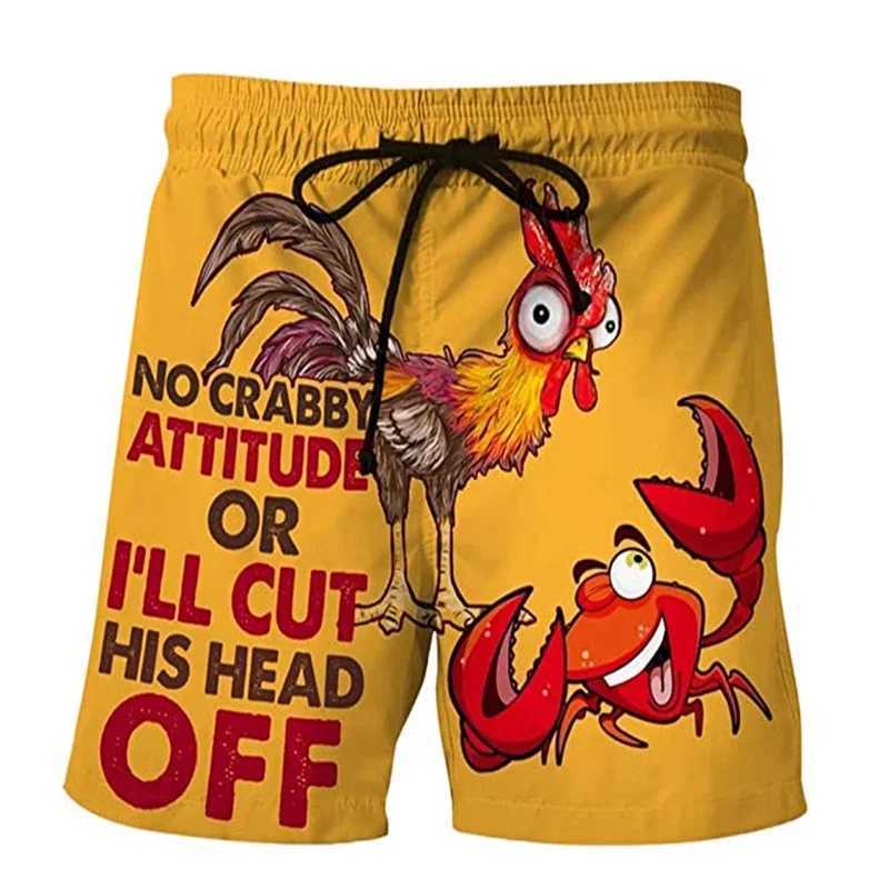 Interesting Little Chicken Swimming Shorts Crab 3D Printed Surfboard Shorts Banana Beach Shorts Mens Swimming Trunk Line Swimming Underwear Boys W2503