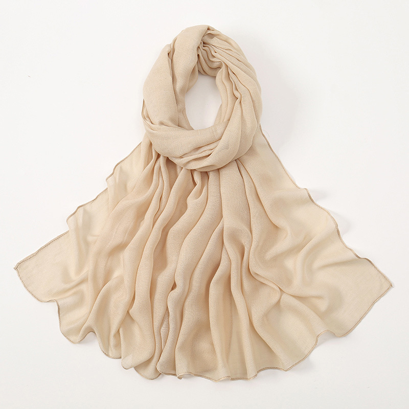 K228 Cross-border high-quality thin modal single color thin edge small size breathable rayon shawl cotton and linen women's scarf headscarf