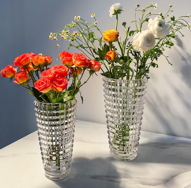 Light and Luxurious Crystal Glass Vases Transparent Decorative Decorations Flower Arrangement Water Culture and Flowers
