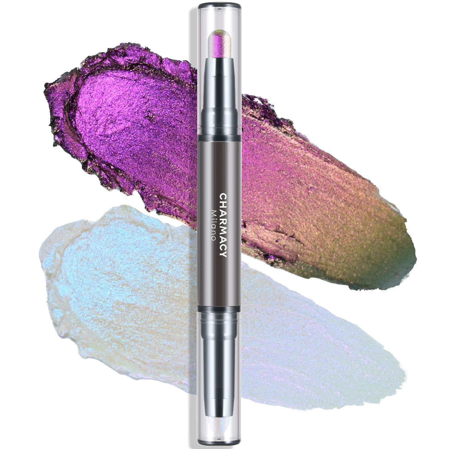 CHARMACY 2 In 1 Multichrome Eyeshadow Sticks High Pigmented Glitter Eyeshadow Waterproof Eye Shadow Pen Metallic Makeup 6 Color 250324