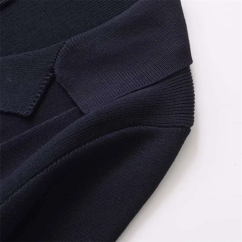 Autumn New Women's Wer Buttons Decoration Knit Cardigans Office Lady V-Neck Long Sleeve Navy Blue Sweater