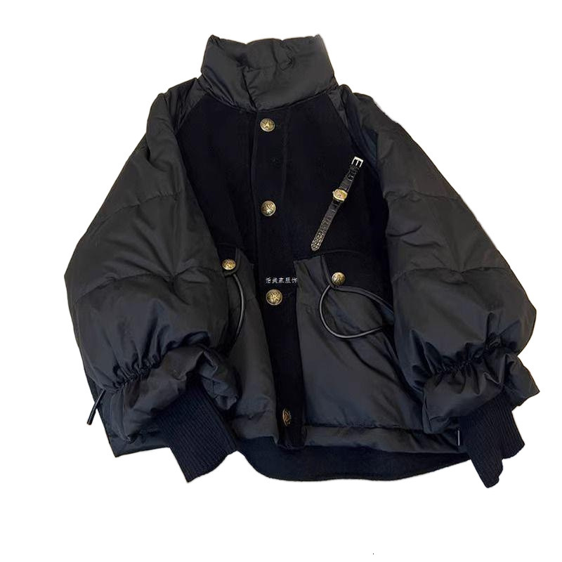 Black Gold High-End Feeling, This Year's Splicing Temperament, Casual And Warm Down Cotton Jacket, Women's Winter Jacket