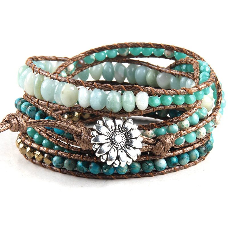 Fashion Bohemian Jewelry Natural Stones er 5 Strands Mix Handmade Wrap Bracelets Festival Gift 250318