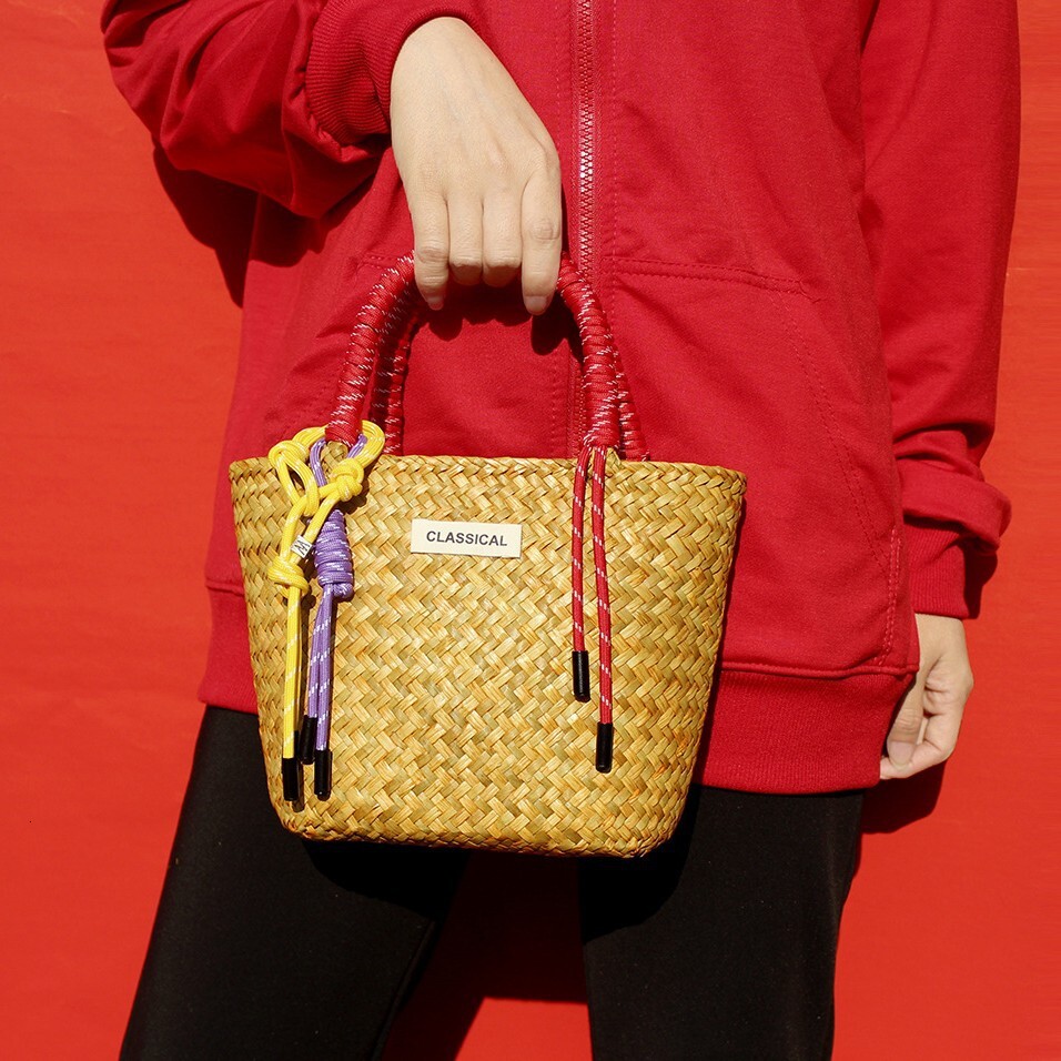 Straw Festive Wedding Bridesmaids Hand Gift Handbag Hand-woven Festival Company Annual Meeting Full Moon Hand Bag for Women