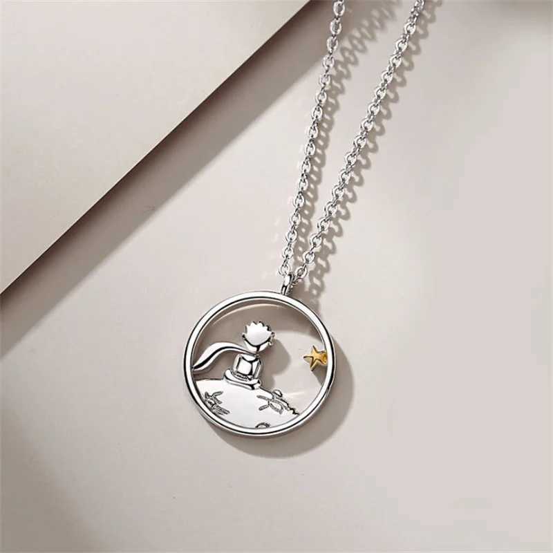 Fashionable new two-color couple S925 silver plated Little Prince pendant necklace luxury Kravik chain jewelry 2021 W250325