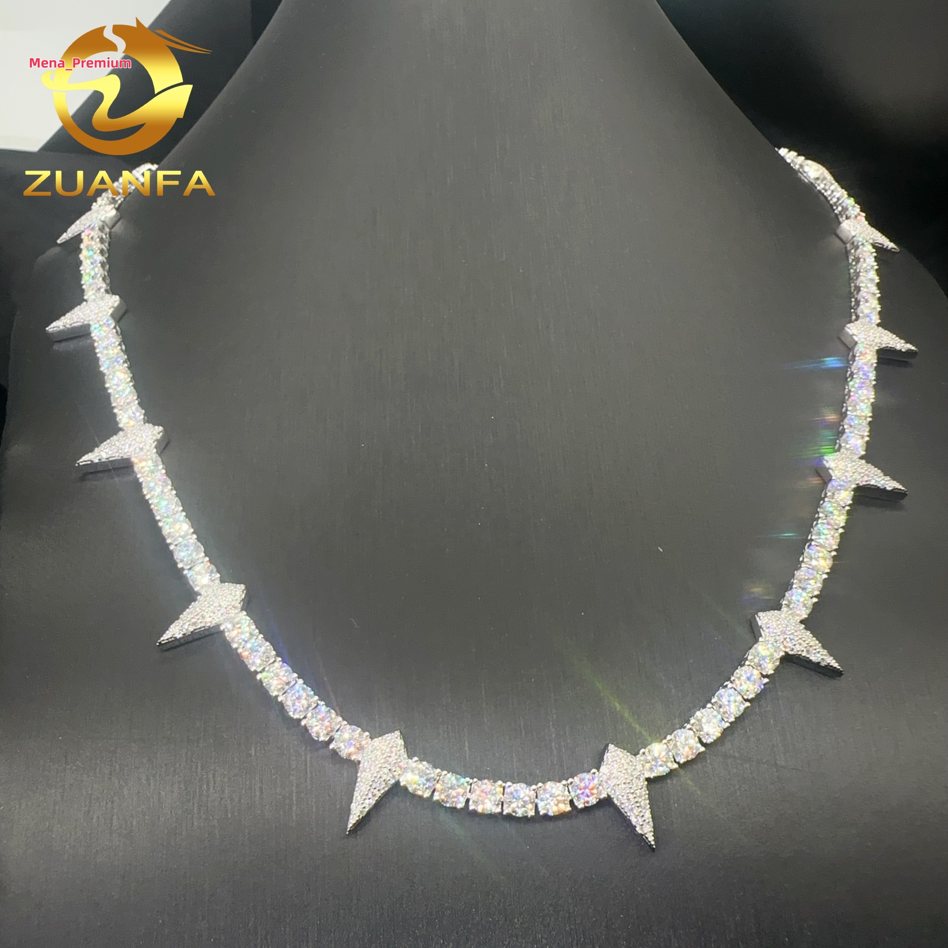 Fashion Design Tennis Necklace Sterling Silver 925 3mm 4mm Width Vvs Moissanite Iced Out Jewelry Hip Hop Diamond Tennis Chain
