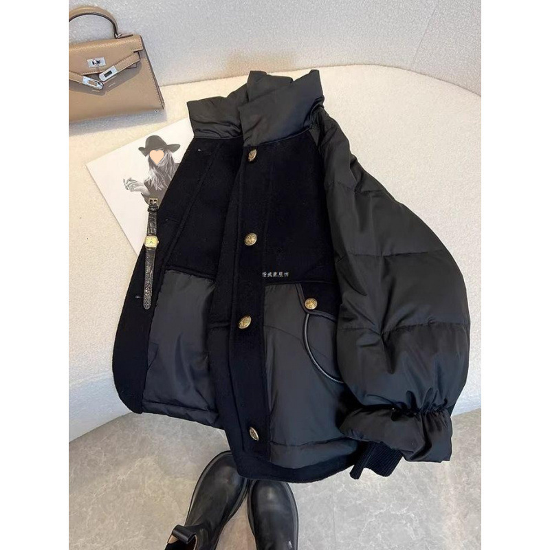 Black Gold High-End Feeling, This Year's Splicing Temperament, Casual And Warm Down Cotton Jacket, Women's Winter Jacket