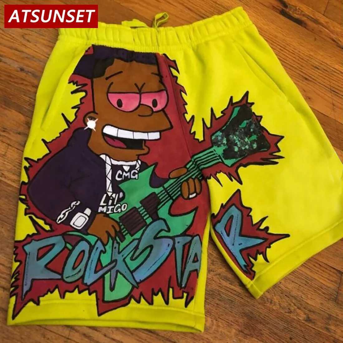 Men's Shorts ATSUNSET 2022 Mens Summer New Hot Casual Shorts Cartoon Printed Pure Cotton Clothing Shorts Hawaiian Fashion Bottom z250325