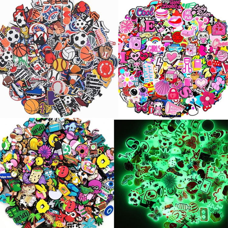 random style hole shoe accessories pvc shoe flowers buckle decoration sport pink car and Luminescent shoecharms gift