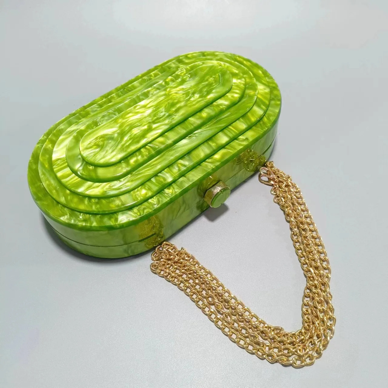 Fashion acrylic egg shaped clutch bag for womens er evening party cute box wallet pearl green handbag 250320