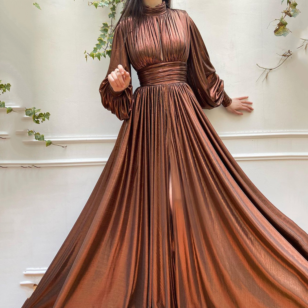 X9135 high Quality Spring and Summer Popular Color Waist Hanging Neck Sexy Avocado Green Dress Long Skirt