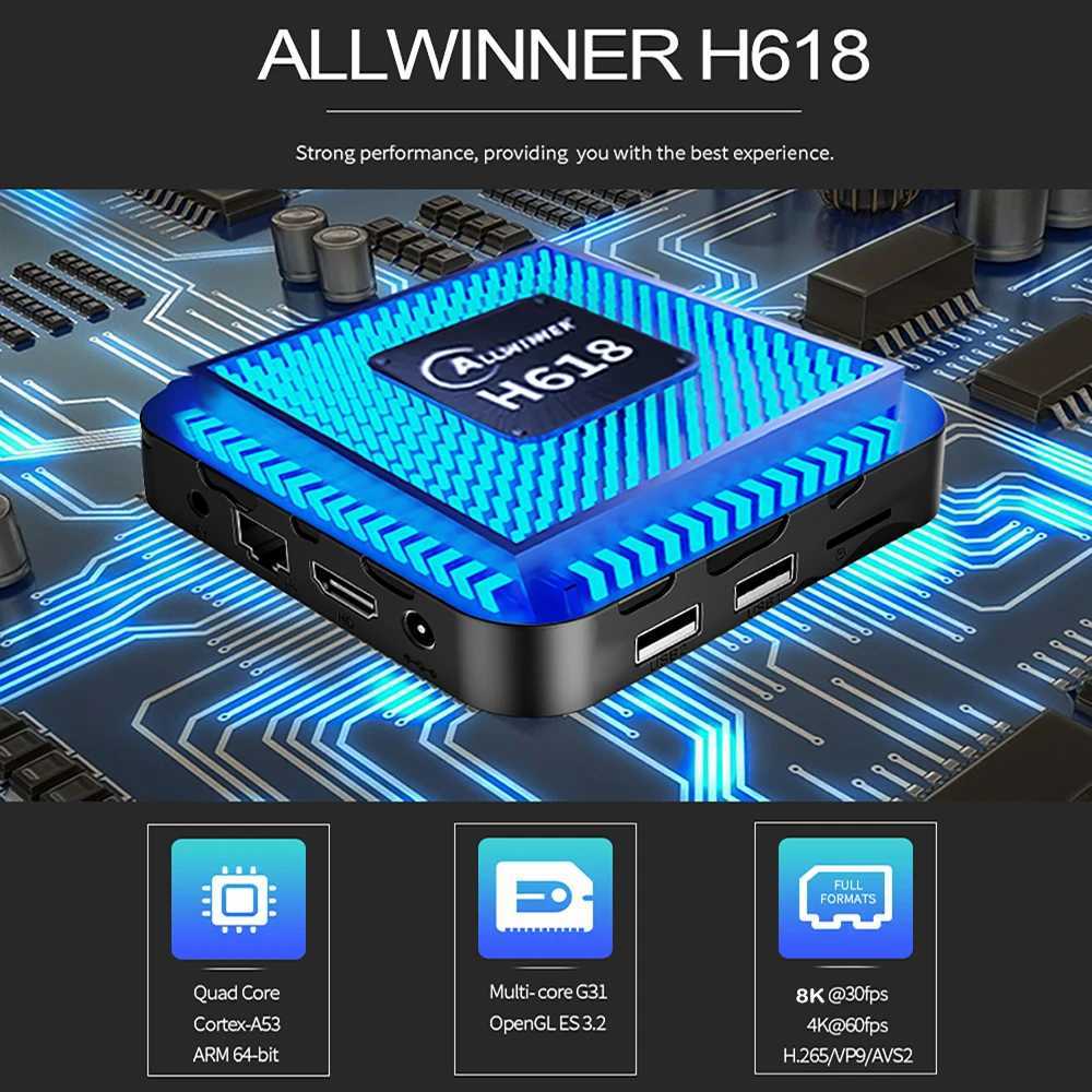 TV Box T95 Max Smart Android 14 H618 Ram 8GB Rom 64GB 128GB Set Top Box Dual Wifi 2.4G 5G 6K HDR10 BT AV1 Media Player Quick Box X250325