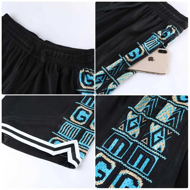 Mens fitness jogging pants bodybuilder sports scanning beach shorts breathable five quart Trouser sports pants W250324