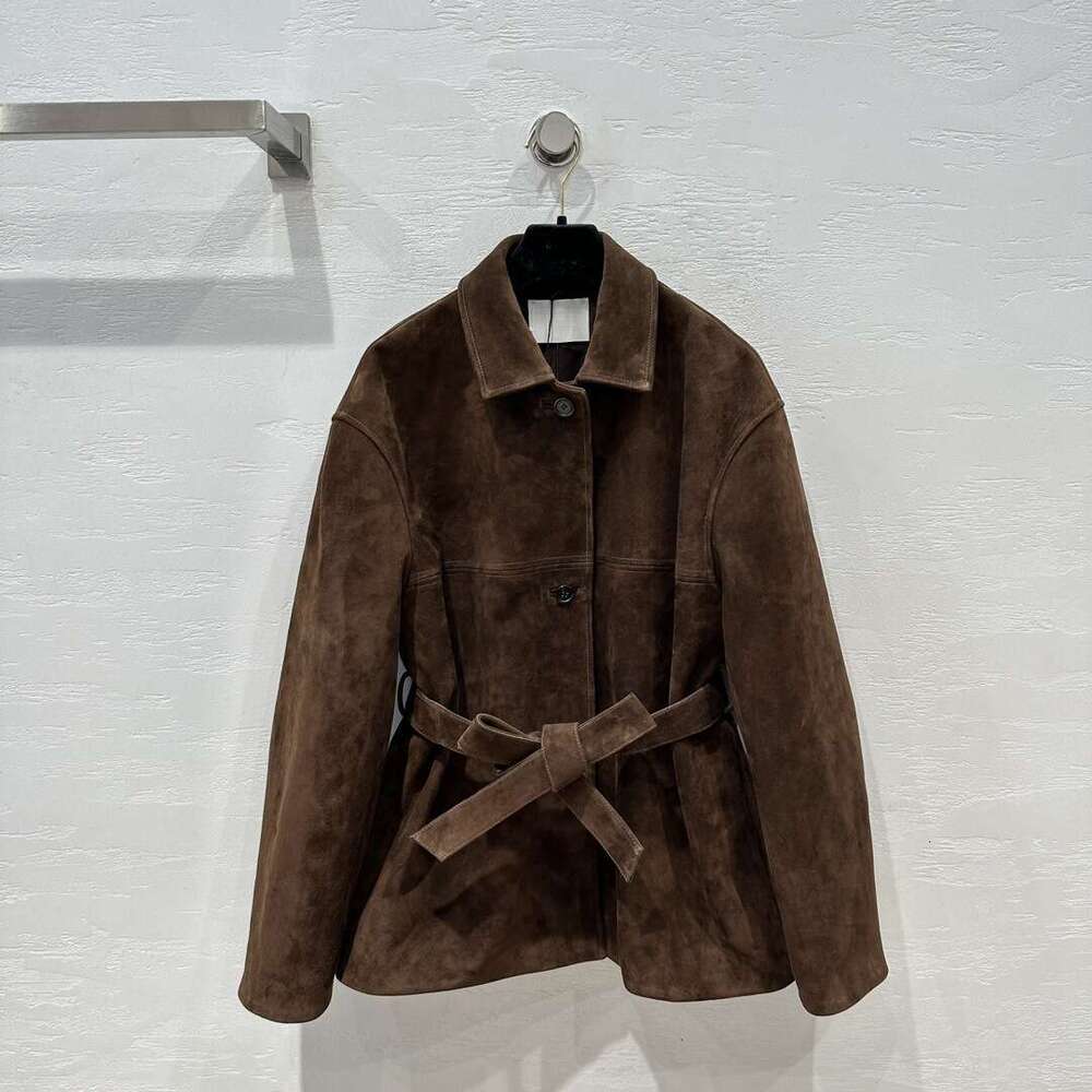 Early Autumn New Retro Temperament Maillard Collar Suede Windbreaker Pull Style Versatile Jacket B5