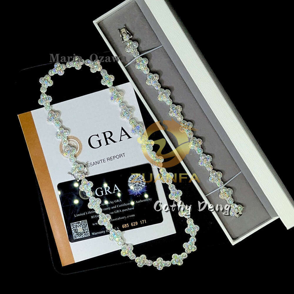 Custom Hip Hop Jewelry Set Sterling Sier Iced Out Cuban Cross Moissanite Tennis Chain Bracelet For Men