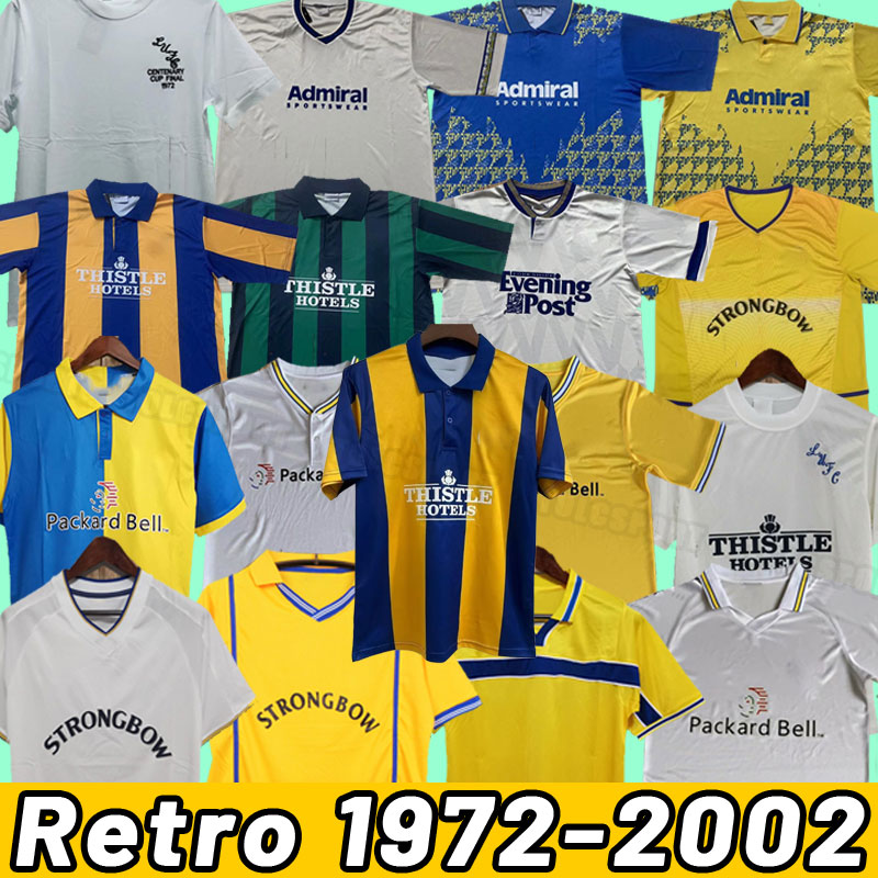 00 02 Leeds Uniteds KEWELL Retro Short sleeve Mens Soccer Jerseys HASSELBAINK McALLISTER Home Away Yellow Football Shirt Uniforms 88 90 91 92 93 94 95 96 97 98 99 1972
