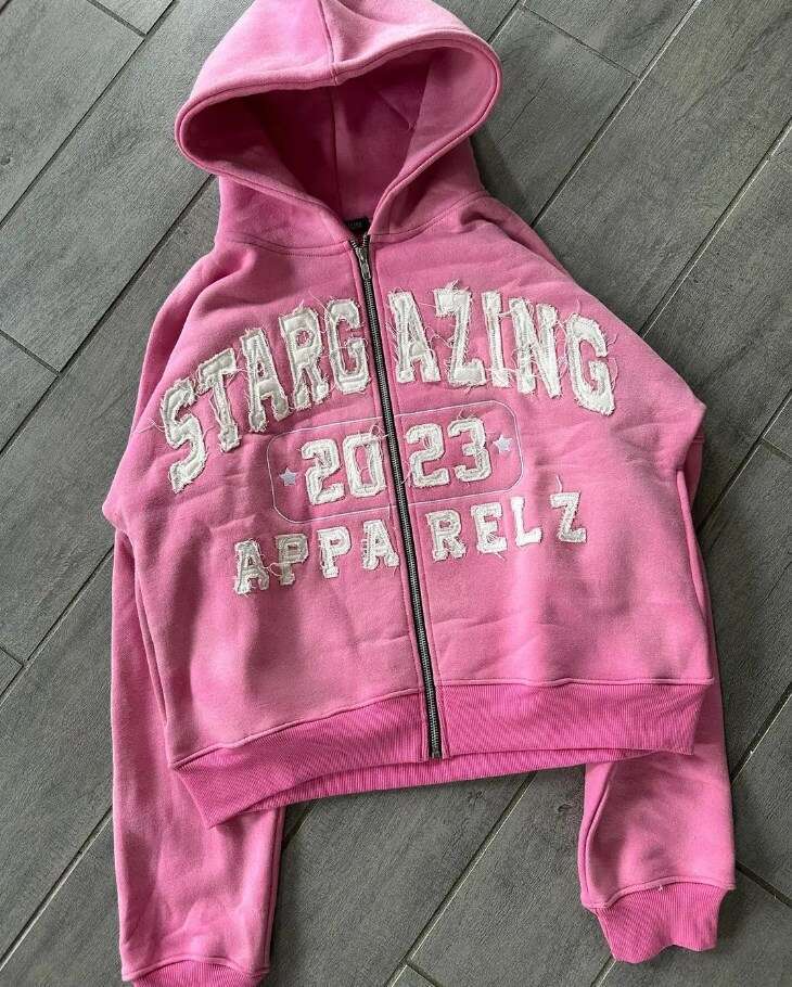 fashion letter embroidery loose sweatshirt cardigan hooded unisex top gift for man