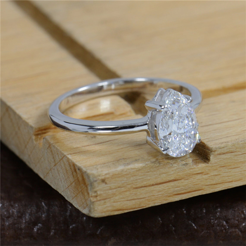 Jewelry 14K Real Gold Womens Ring 1.0 Carat Pear Cut Solitaire Engagement Ring For Women IGI Certificate 18K Gold Ring 950 Platimum