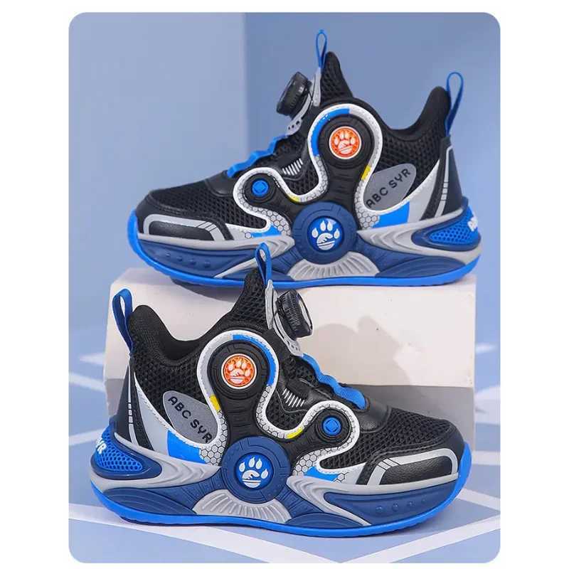 2025 Spring New Mesh Breathable Rotating Buckle Childrens Sports and Leisure Shoes Basketball Shoes 29-39 Childrens Sports Shoes W250324