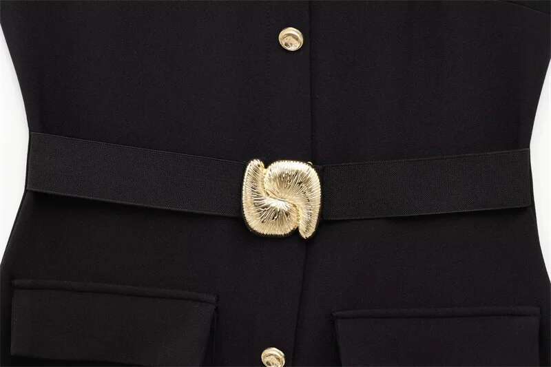 Dress Black Long Spring Summer 2025 Button Up Sleeveless Sundress Vestidos Elegant Casual Women's Dresses