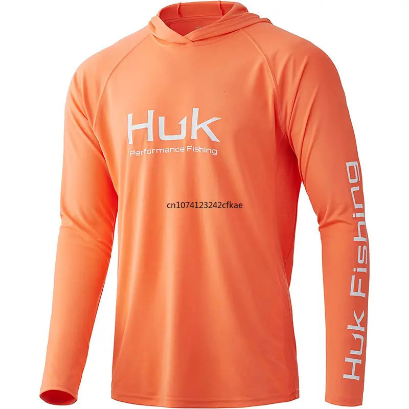 HUK Fishing Shirt Mens Long Sleeve Outdoor UV Performance Clothing Upf Tops Sunscreen Breathable Anti Mosquito 250314