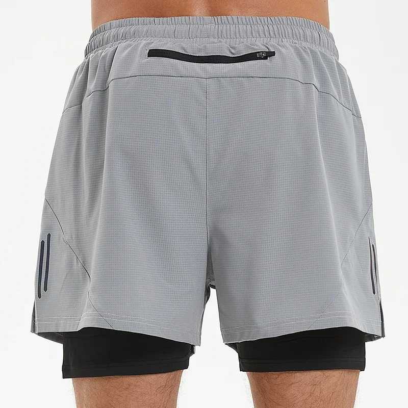 Summer marathon mens shorts quick drying running shorts fitness sportswear mens gym breathable double-layer shorts W250324