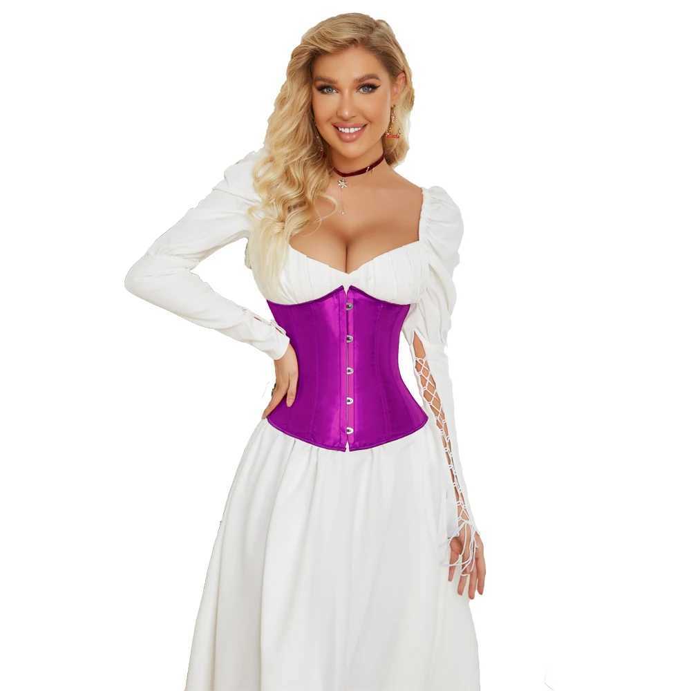 Satin underwear tight corset without cup Bustier ultra-thin fit waist belt decal shape W250325