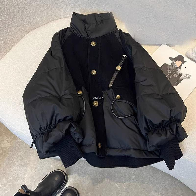 Black Gold High-End Feeling, This Year's Splicing Temperament, Casual And Warm Down Cotton Jacket, Women's Winter Jacket