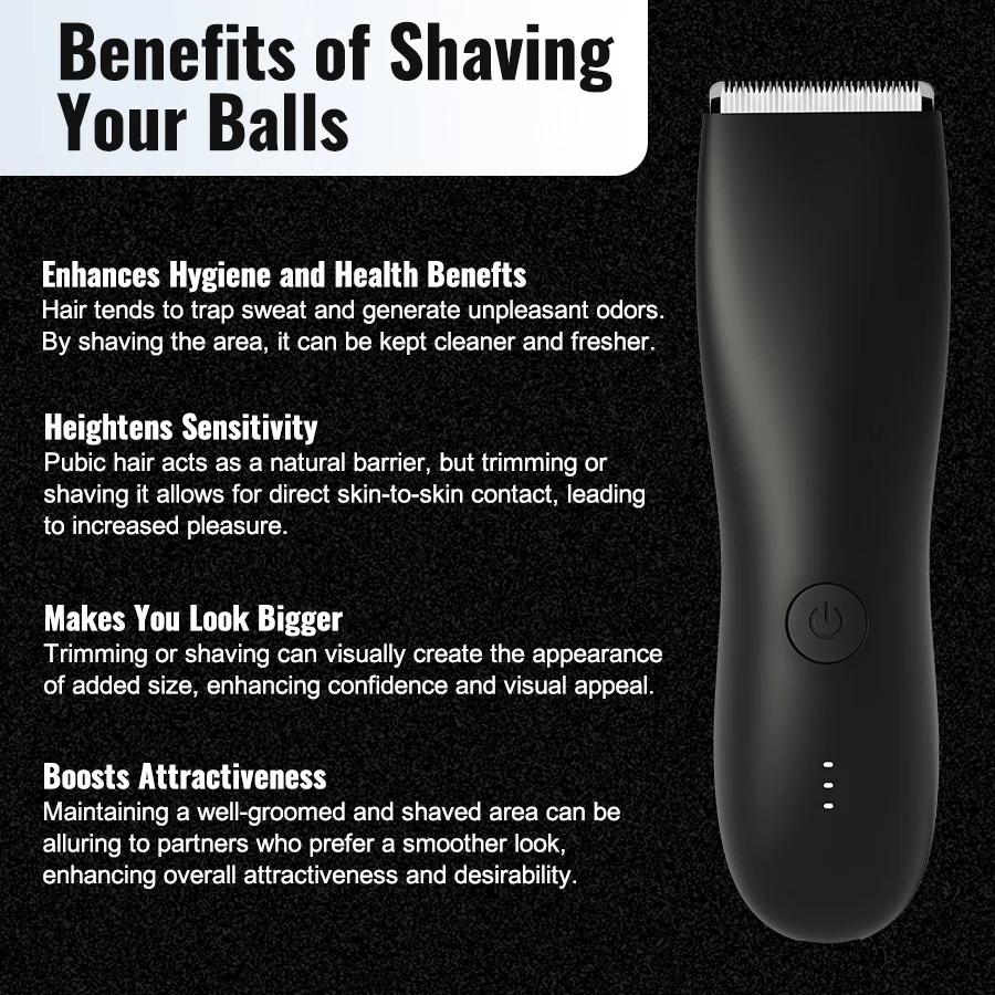 Electric Groin Hair Trimmer with Replaceable Ceramic Blades Waterproof Wet-Dry Functionality Standing Recharge Dock 250324