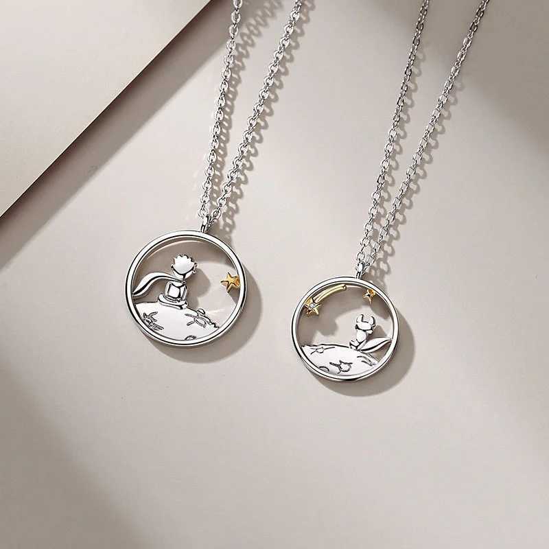 Fashionable new two-color couple S925 silver plated Little Prince pendant necklace luxury Kravik chain jewelry 2021 W250325