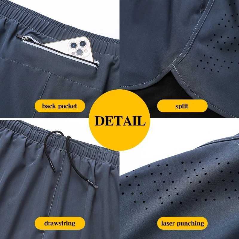 Mens running shorts for quick drying and fitness black double-layer shorts for mens new sports training and fitness shorts W250324