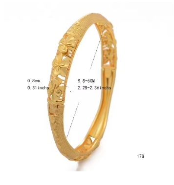 18K Dubai Gold Color Bangles For Women African India Party Wedding Bracelets Bangles Gifts