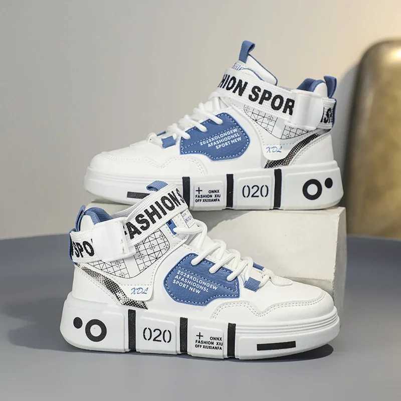 Brand childrens sports shoes casual shoes boys high board shoes leather basketball sports shoes childrens casual sports walking shoes W250324
