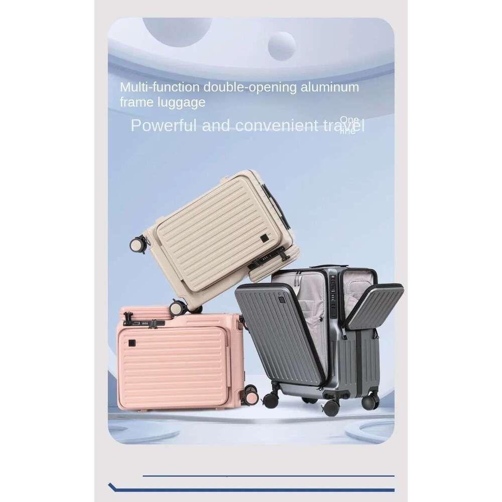 Multifunctional Carry on Suitcase Front Opening Laptop Boarding USB Charging Trolley Case 20 Inch ABS + PC Travel Lage