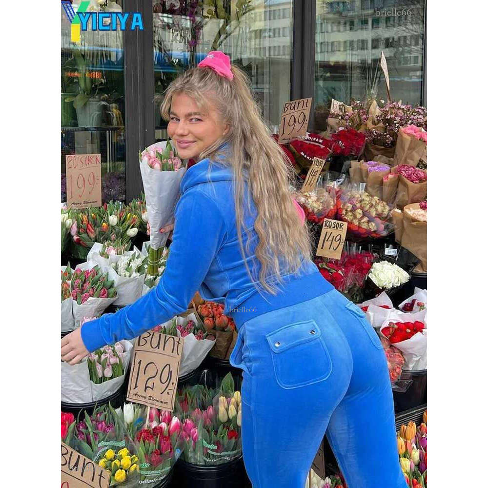Women's Tracksuits YICIYA two piece set Velvet tracksuit Sewing Suit Y2k Pants And Zipper Hoodes Sweatshirt Women Large Size Female Velour Trouse