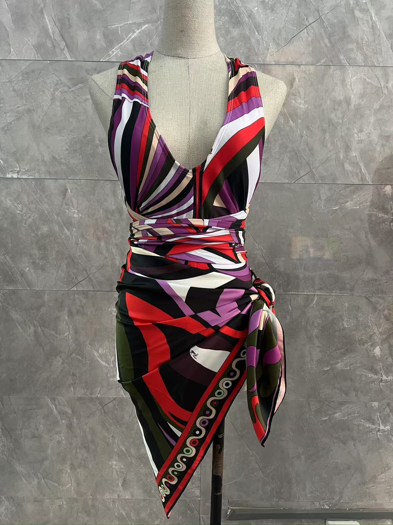 Women's Swimwear 2025 Striped Bikini Scarf Beachwear Women Swimsuit Three Piece Of Bathing Suit Thong