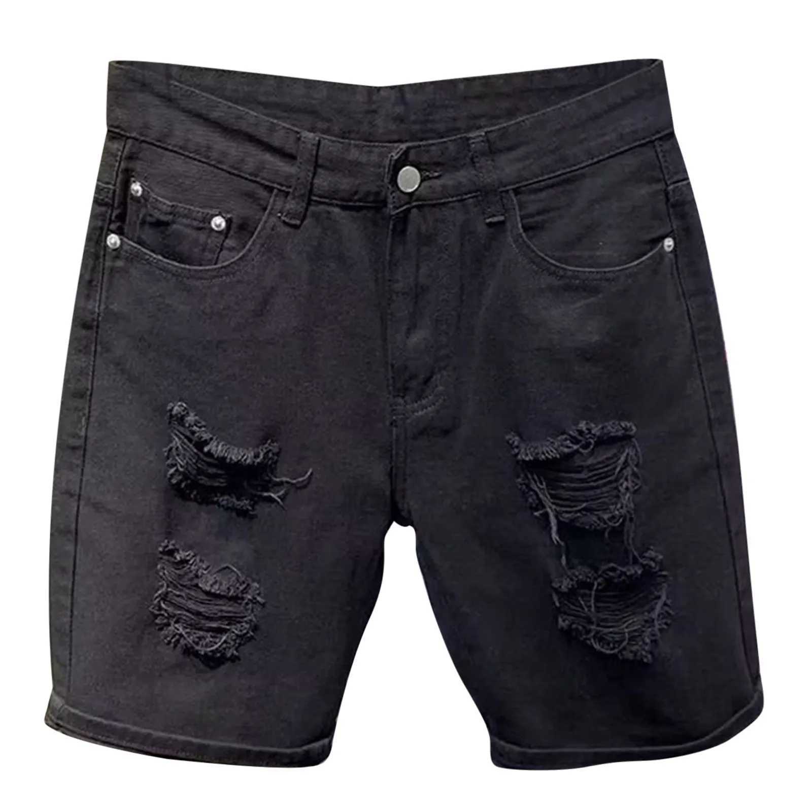 Mens Summer Ripped Denim Shorts High Quality Straight Quarter Pants Men Plus Size Workout Gym High Quality Shorts T250603