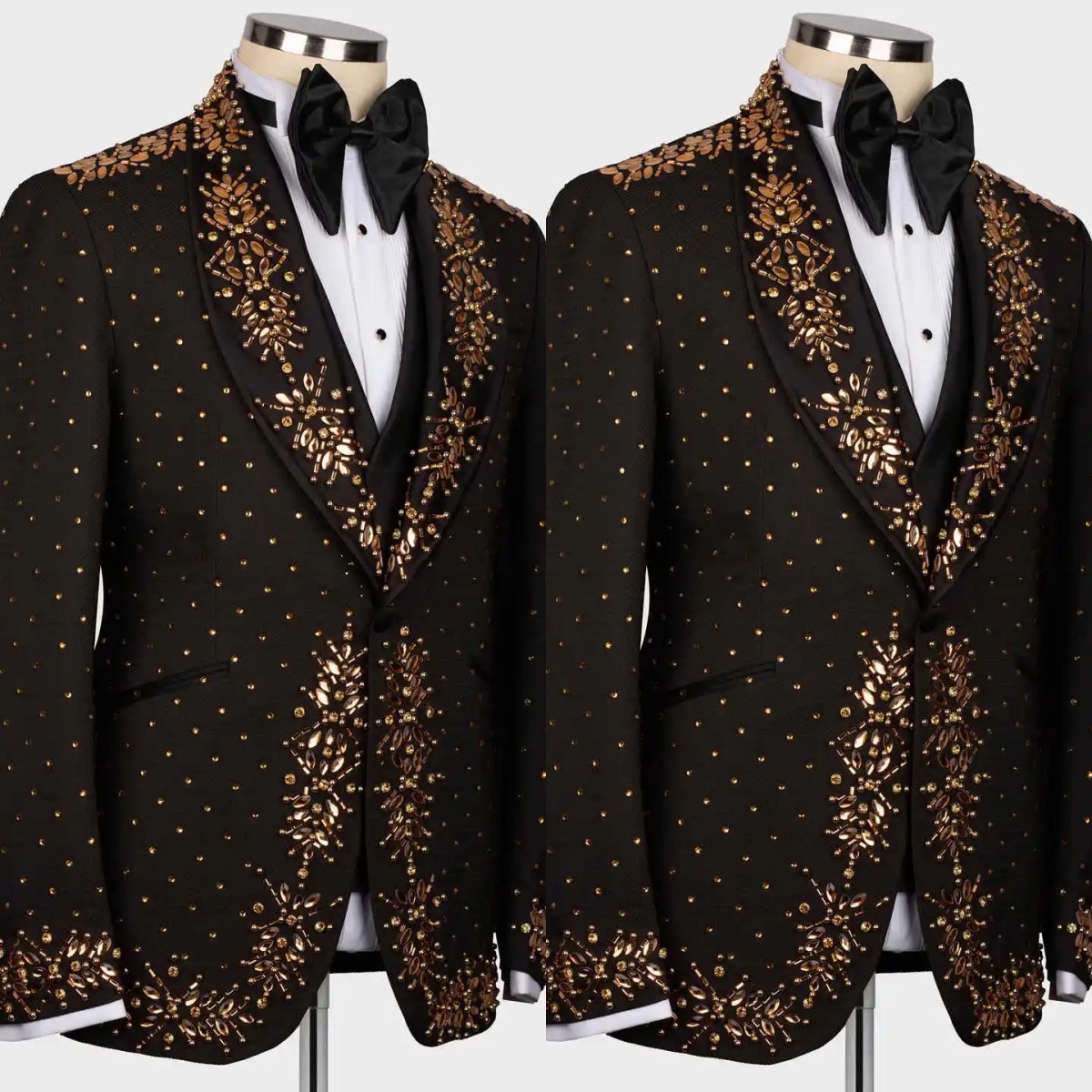 Royal Wedding Tuxedos Beaded Crystal Men Suit Shawl Lapel 1 Piece Set Jacket Formal Party Business Blazers Customized