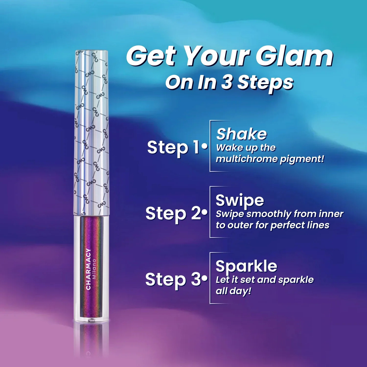 CHARMACY Multichrome Liquid Eyeliner Pen Glitter Waterproof Long-lasting High Pigment Smudge-proof Eye Liner Makeup for Women 250324