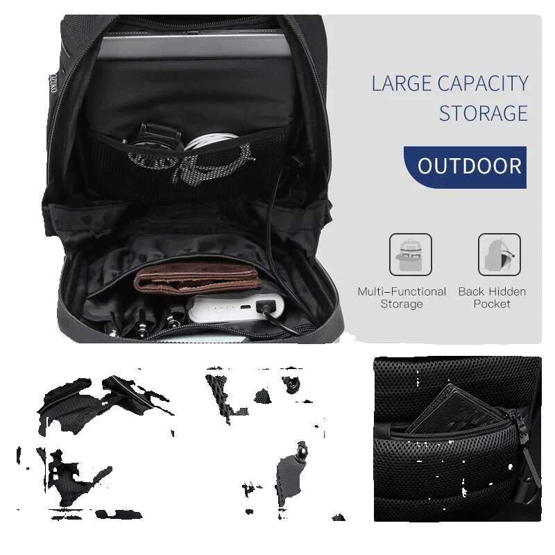 OZUKO Men Shoulder Bags Fashion Hard Shell Chest Male Waterproof Short Trip Messenger USB Charging Crossbody Bag Teenage